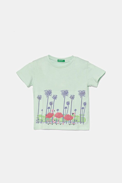 United Colors of Benetton gyerek pamut póló türkiz, 3I1XG10I4