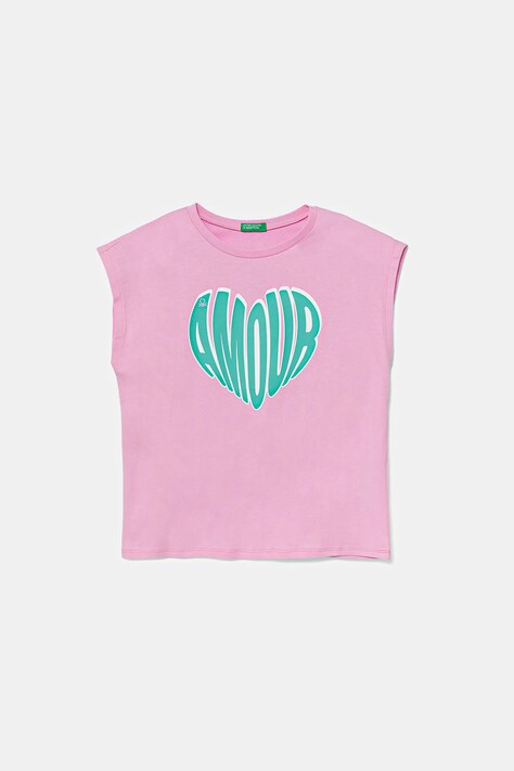 United Colors of Benetton t-shirt bawełniany dziecięcy kolor różowy 3JERC10PB