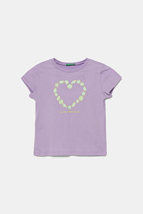 Дитяча бавовняна футболка United Colors of Benetton колір фіолетовий 3JERG10J3