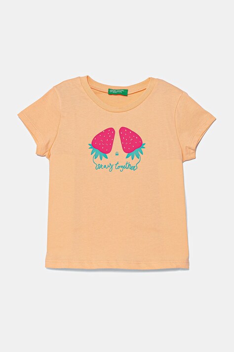 Детская хлопковая футболка United Colors of Benetton цвет оранжевый 3JERG10J3