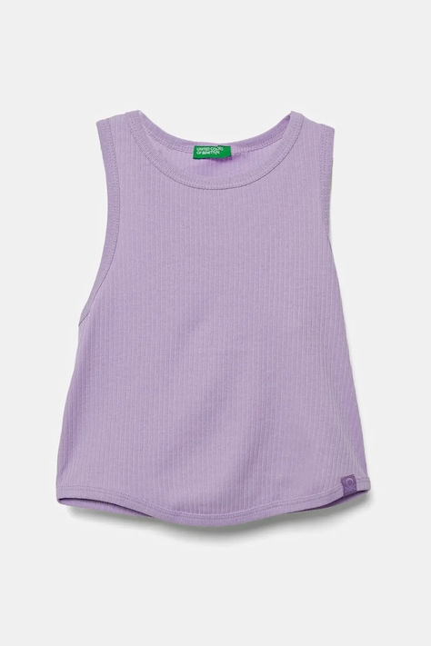 Detský bavlnený top United Colors of Benetton fialová farba, 31H3CH01F