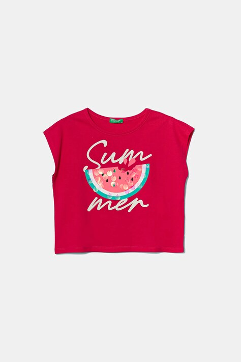 United Colors of Benetton t-shirt bawełniany dziecięcy kolor różowy 3I1XC10P0