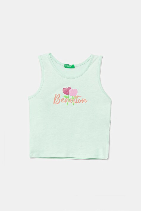 United Colors of Benetton top din bumbac pentru copii culoarea verde, 3I1XGH012