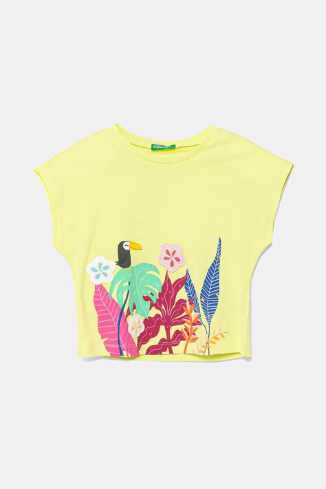 United Colors of Benetton tricou de bumbac pentru copii culoarea verde, 3I1XG10JH