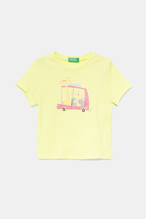 United Colors of Benetton tricou de bumbac pentru copii culoarea galben, 3I1XG10JJ