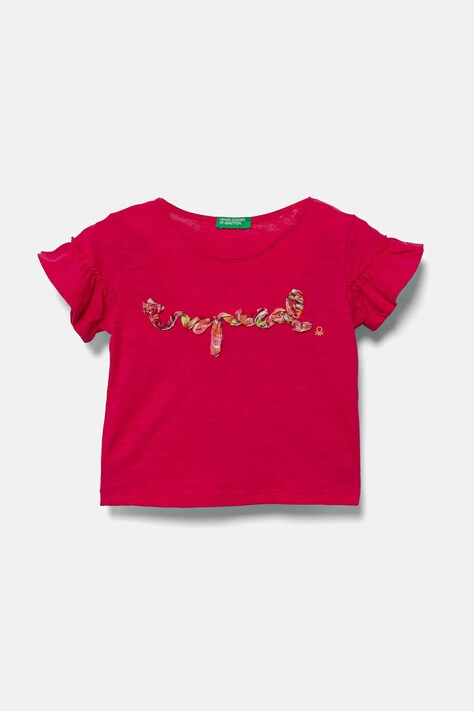 United Colors of Benetton t-shirt bawełniany dziecięcy kolor różowy 38V4G10JI