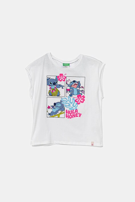 Παιδικό βαμβακερό μπλουζάκι United Colors of Benetton x Disney χρώμα: άσπρο, 3JERC10P2