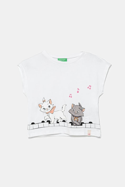 Детска памучна тениска United Colors of Benetton в бяло 3JERG10JC