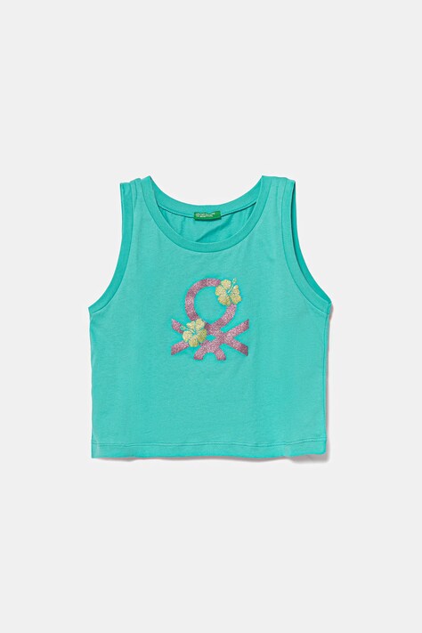 United Colors of Benetton gyerek pamut felső zöld, 3I1XCH01Z