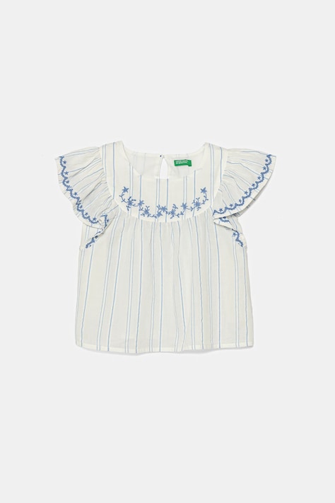 United Colors of Benetton bluză de bumbac pentru copii culoarea alb, modelator, 54HZGQ02Q