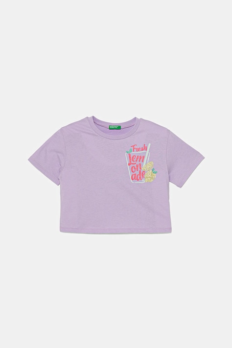 Детска памучна тениска United Colors of Benetton в лилаво 35RYC10OZ