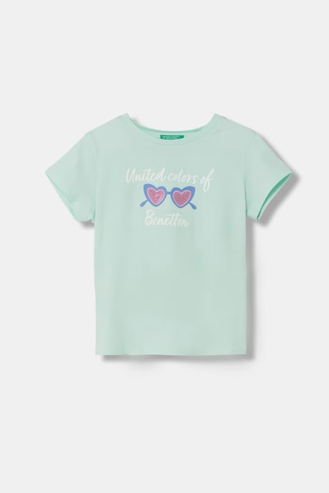 United Colors of Benetton тениска за деца от памук зелена