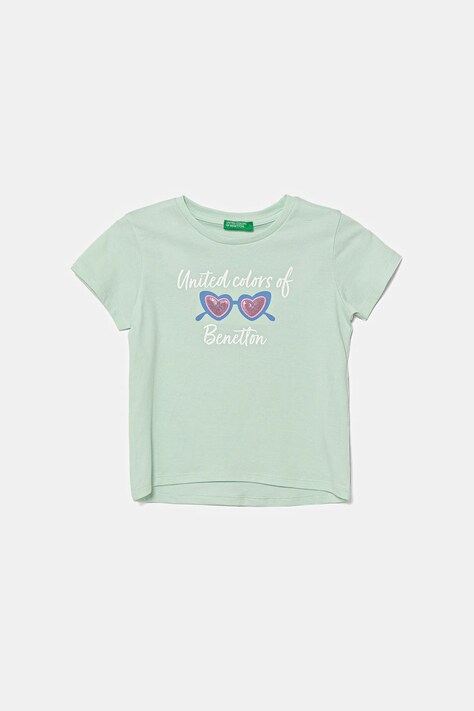 Παιδικό βαμβακερό μπλουζάκι United Colors of Benetton χρώμα: πράσινο, 3I1XG10JB