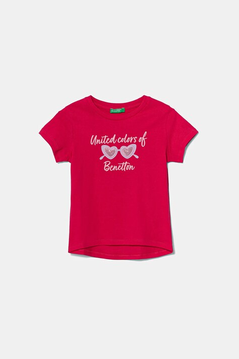United Colors of Benetton tricou de bumbac pentru copii culoarea roz, 3I1XG10JB