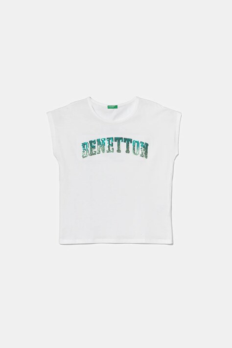 Παιδικό βαμβακερό μπλουζάκι United Colors of Benetton χρώμα: άσπρο, 3I1XC10P1