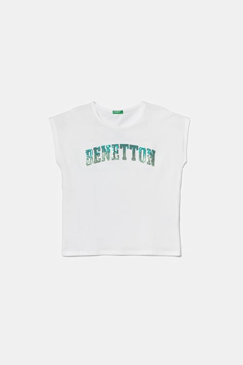 Παιδικό βαμβακερό μπλουζάκι United Colors of Benetton χρώμα: άσπρο, 3I1XC10P1