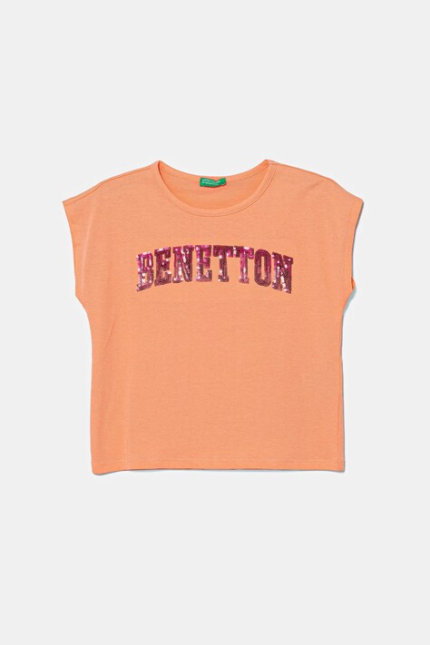 United Colors of Benetton t-shirt bawełniany dziecięcy kolor pomarańczowy 3I1XC10P1