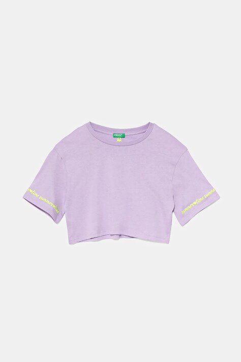 Παιδικό βαμβακερό μπλουζάκι United Colors of Benetton χρώμα: μοβ, 3096C10PC