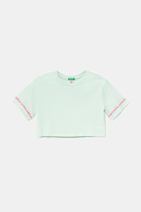 Детска памучна тениска United Colors of Benetton в зелено 3096C10PC