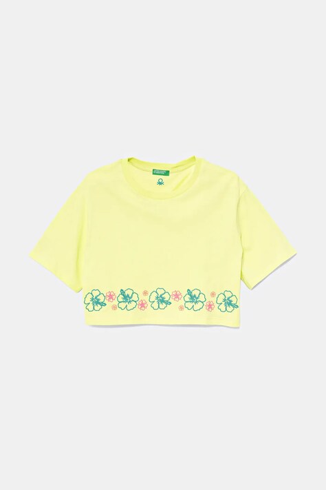 United Colors of Benetton gyerek pamut póló zöld, 3096C10PC