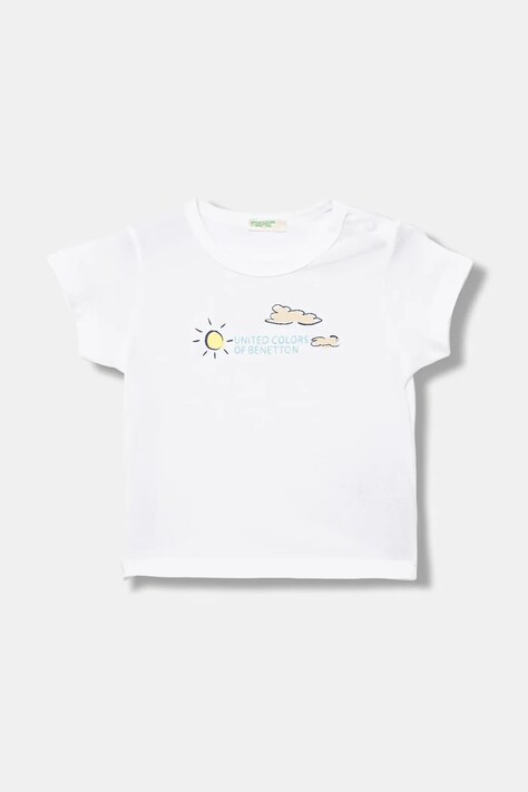 United Colors of Benetton t-shirt bawełniany niemowlęcy kolor biały 3I1XA1067