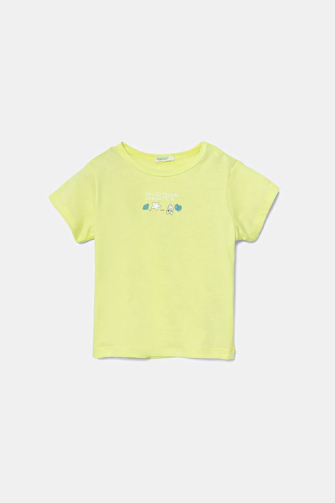 Dětské bavlněné tričko United Colors of Benetton žlutá barva, 3I1XA1067