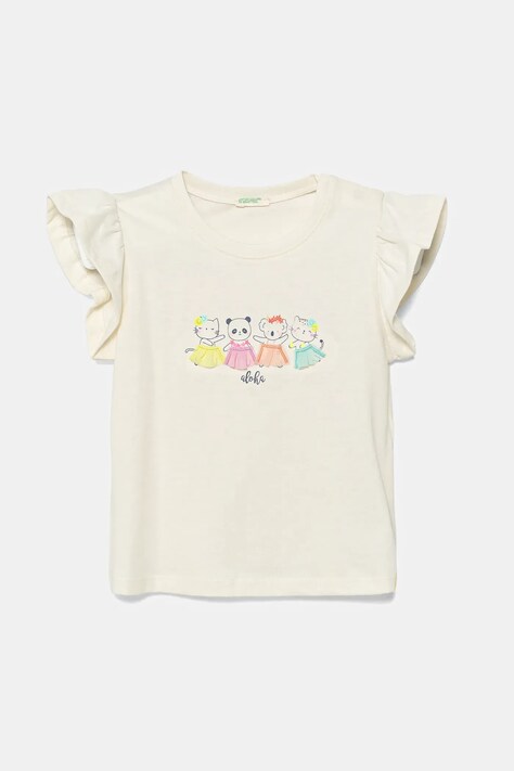 Бебешка памучна тениска United Colors of Benetton в бежово 3096A106F