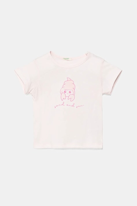 Detské bavlnené tričko United Colors of Benetton ružová farba, 3I1XA1069