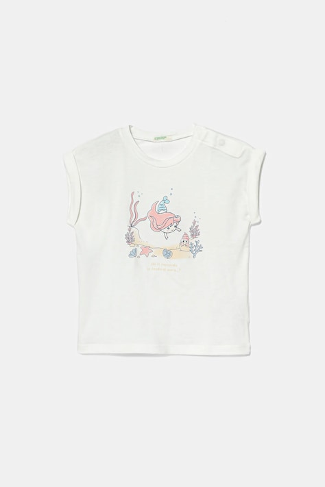 Pamučna majica kratkih rukava za bebe United Colors of Benetton boja: bijela, 3I1XA106A