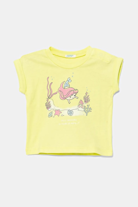 Pamučna majica kratkih rukava za bebe United Colors of Benetton boja: zelena, 3I1XA106A