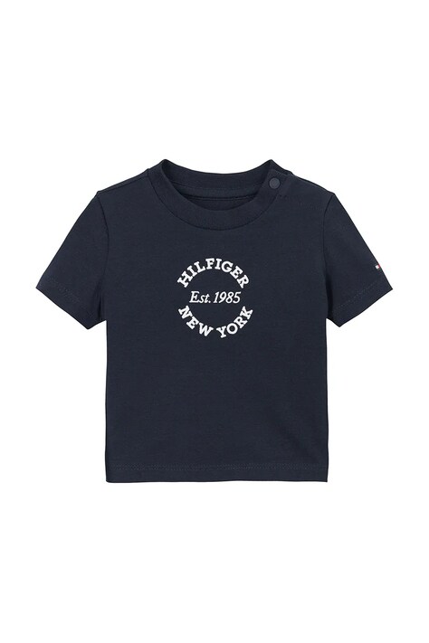 Tommy Hilfiger tricou bebe culoarea albastru marin, cu imprimeu, KN0KN01964