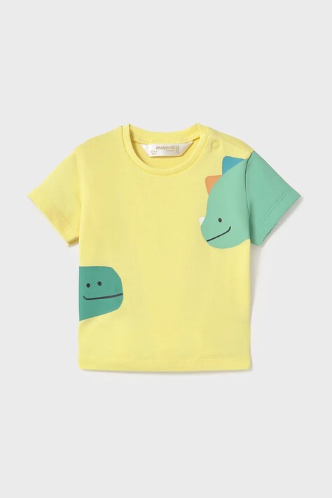 Mayoral Newborn tricou din bumbac pentru bebelusi culoarea galben, cu imprimeu, 1037