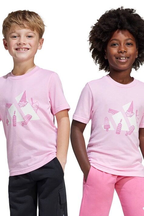 Παιδικό βαμβακερό μπλουζάκι adidas χρώμα: ροζ, JI6680