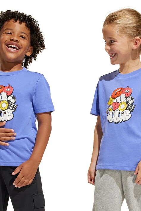 Παιδικό βαμβακερό μπλουζάκι adidas χρώμα: μοβ, JI6692