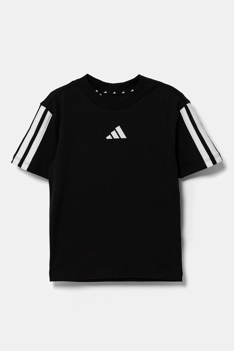 Дитяча бавовняна футболка adidas — SS25-TSK015, чорний — фото 2