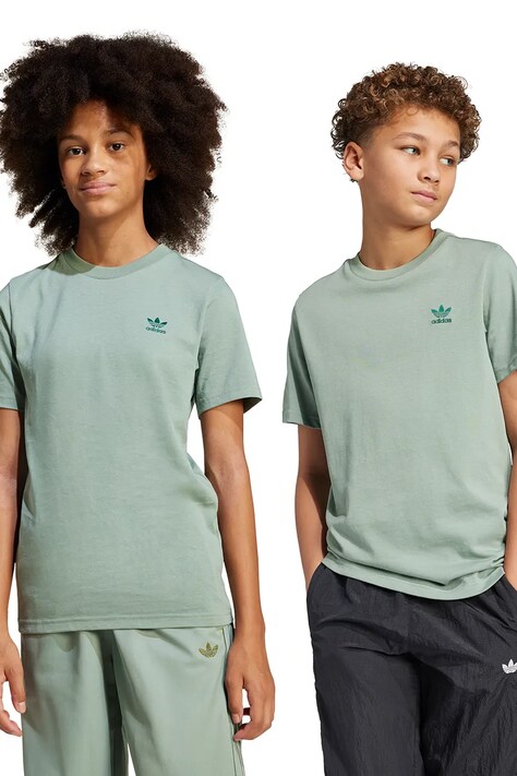 adidas Originals tricou de bumbac pentru copii culoarea turcoaz, neted, JC8418