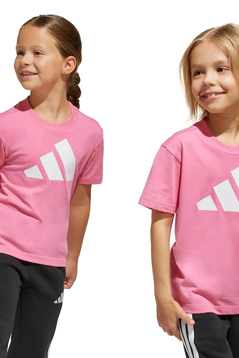 adidas t-shirt bawełniany dziecięcy kolor różowy z nadrukiem JC9718