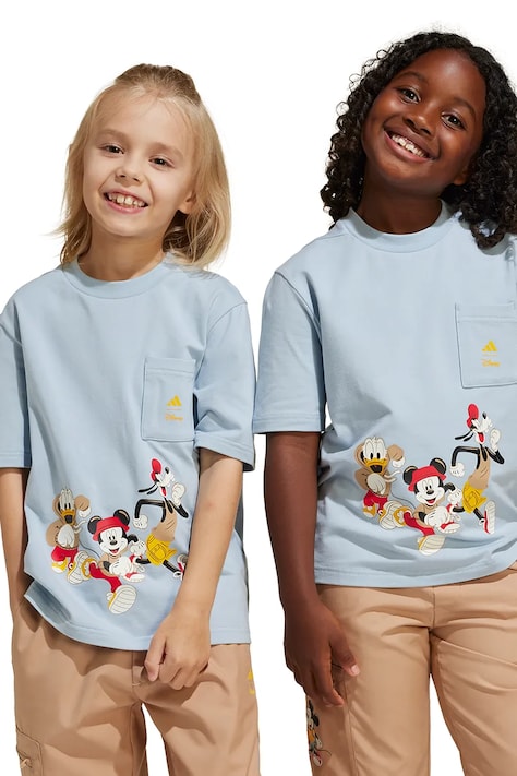 adidas t-shirt dziecięcy kolor niebieski gładki JD4552