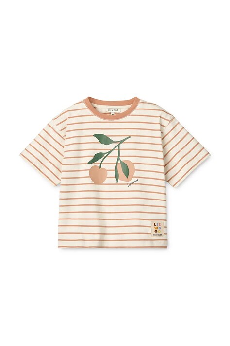 Дитяча бавовняна футболка Liewood Tyler Placement Shortsleeve T-shirt колір помаранчевий візерунок LW19813