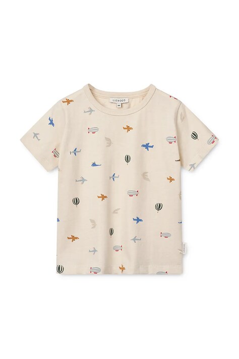 Dětské bavlněné tričko Liewood Apia Printed Shortsleeve T-shirt béžová barva, LW19845