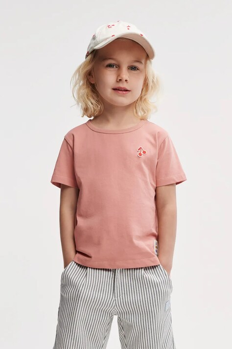 Liewood t-shirt bawełniany dziecięcy Apia Shortsleeve T-shirt kolor różowy gładki LW19923
