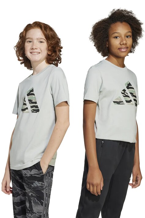 Παιδικό βαμβακερό μπλουζάκι adidas χρώμα: γκρι, JI6730