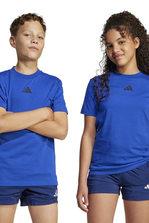 Παιδικό βαμβακερό μπλουζάκι adidas χρώμα: μπλε, JC9775