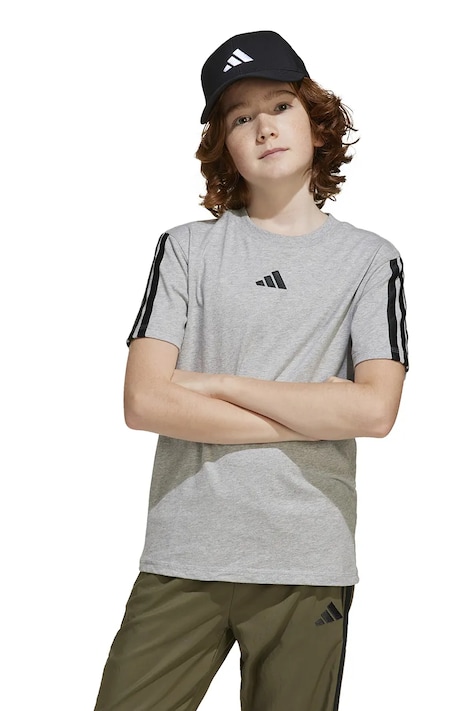 adidas tricou de bumbac pentru copii culoarea gri, melanj, JD6486