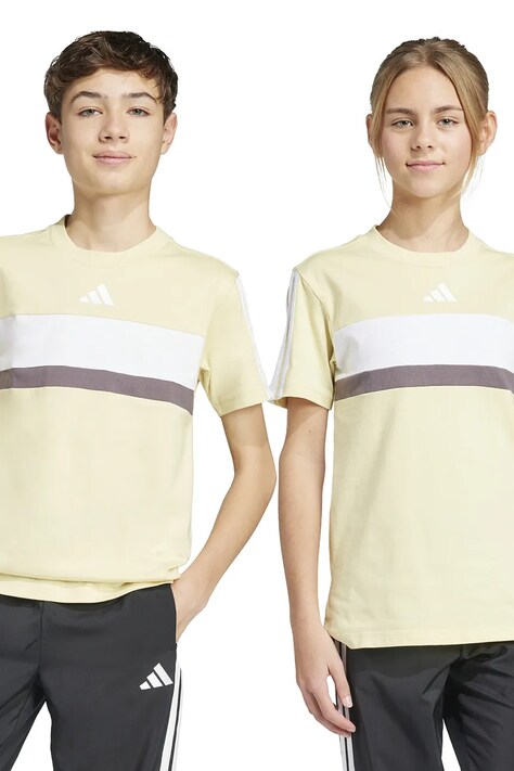 Παιδικό βαμβακερό μπλουζάκι adidas χρώμα: κίτρινο, JC6661