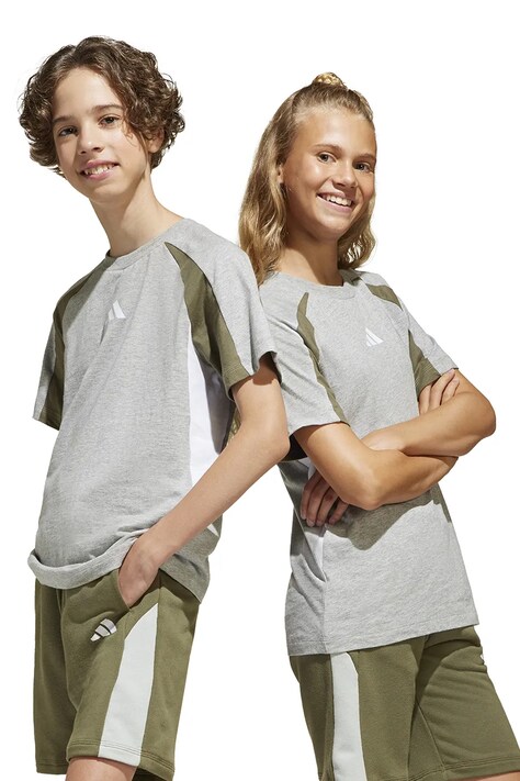 Παιδικό βαμβακερό μπλουζάκι adidas χρώμα: γκρι, JD0059