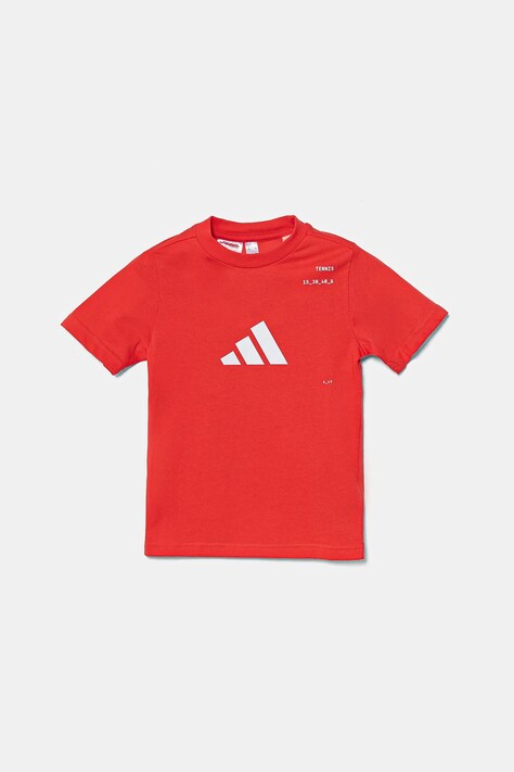 adidas t-shirt dziecięcy kolor czerwony z nadrukiem JD6014