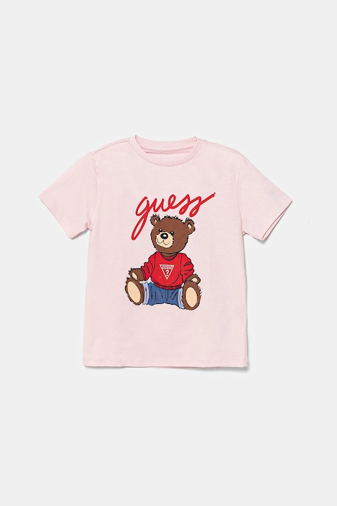 Детская хлопковая футболка Guess цвет розовый с принтом H4BT01 I3Z14