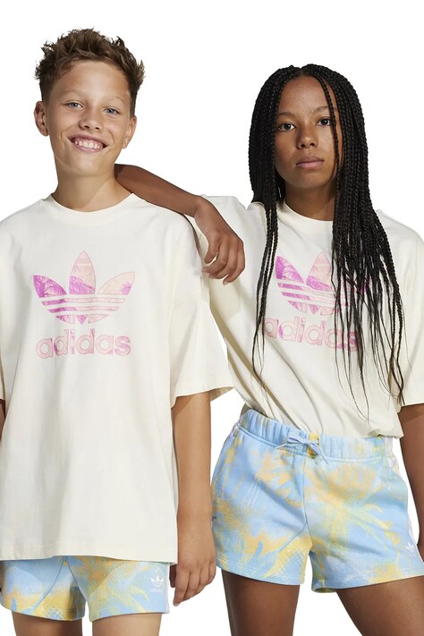 adidas Originals tricou de bumbac pentru copii culoarea bej, cu imprimeu, JD2916