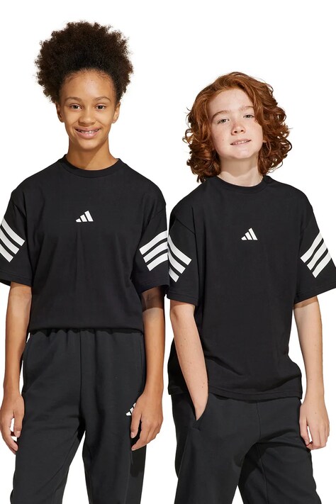 Detské bavlnené tričko adidas čierna farba, s potlačou, JN8092
